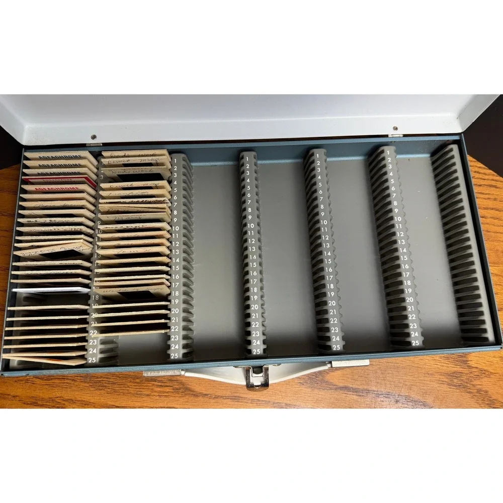 Vintage Smith-Victor Metal Slide Storage Case - w/47 35mm slides, from 1969+